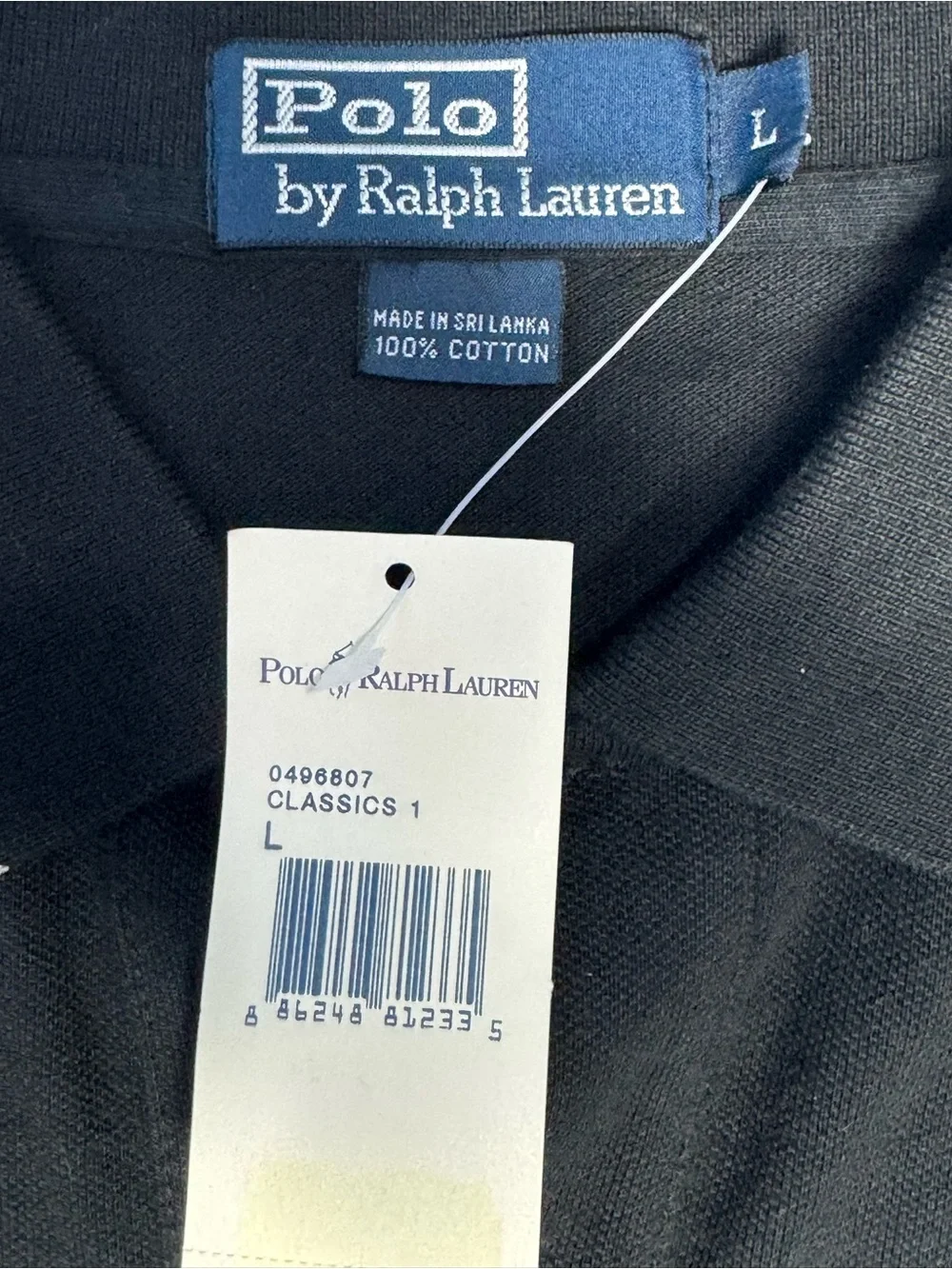 Polo Ralph Lauren Black and White Colorblock Crest Polo Shirt Size L New